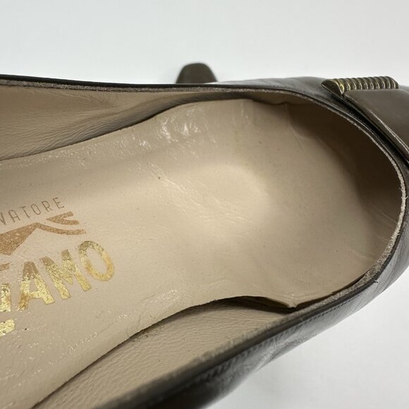 Salvatore Ferragamo Women’s Brown Canora Designer‎ Leather Pump US 7.5 B - Picture 10 of 16